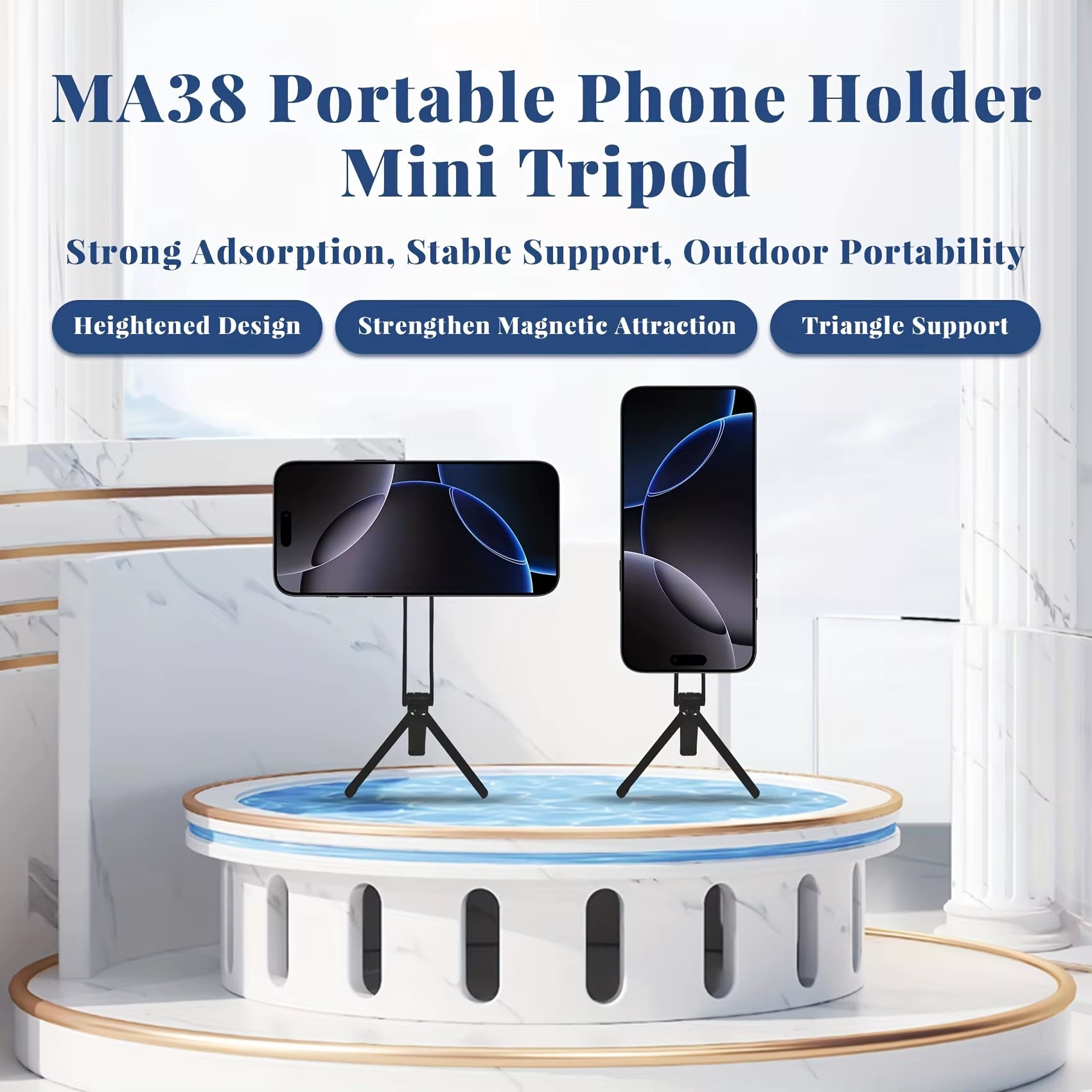 Alloy Phone Tripod Safety Buckle, Suitable for Iphone Portable Double-Sided Magnetic Tripod Desktop Phone Handle Holder