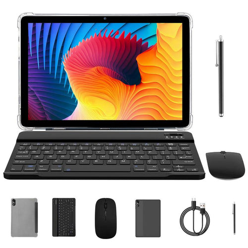 10.1-Inch Android Tablet with Bluetooth Keyboard & Mouse - Powerful Octa-Core, 8GB RAM, 64GB Storage, Ultimate Productivity on the Go!