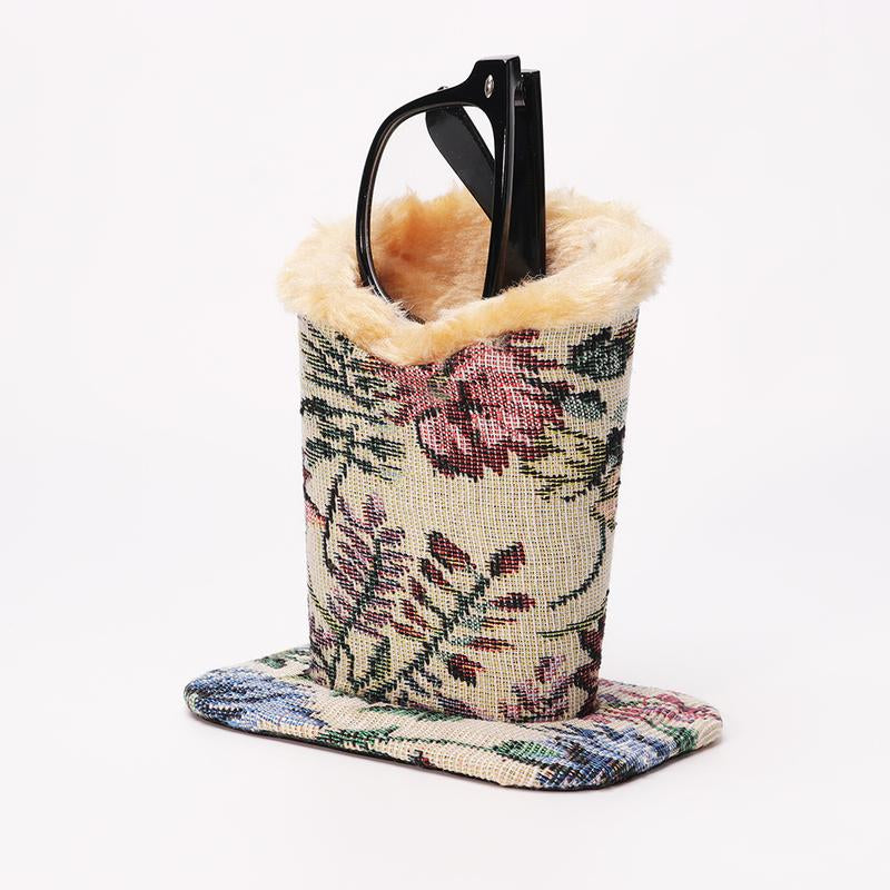 Luxurious Vegan Leather Eyeglasses Holder with Soft Furry Lining - Durable Portable Sunglasses Organizer with Fixed Base