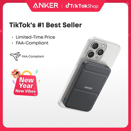 Anker Magnetic Power Bank with Foldable Stand - 5,000mAh, USB-C, Compatible with iPhone 17/16/15/14/13 Series