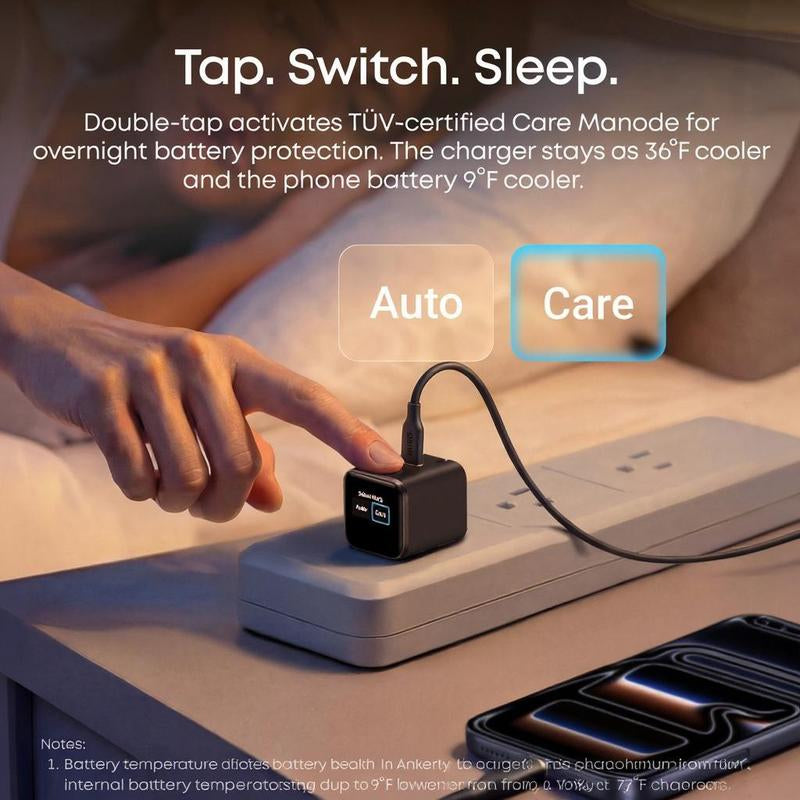 Anker Smart Display Charger, Anker Nano 45W Fast Charging USBC Charger with Smart Recognition, Built-In Care Mode, Compact with 180° Foldable Plug, for Iphone 17/16/15 Series, Macbook, Apple Watch