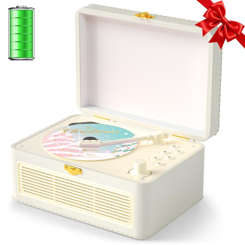 Gueray Retro Bluetooth CD Player - Portable Vintage Music System with Rechargeable Battery, Radio, Remote Control, USB/AUX, and Headphone Jack