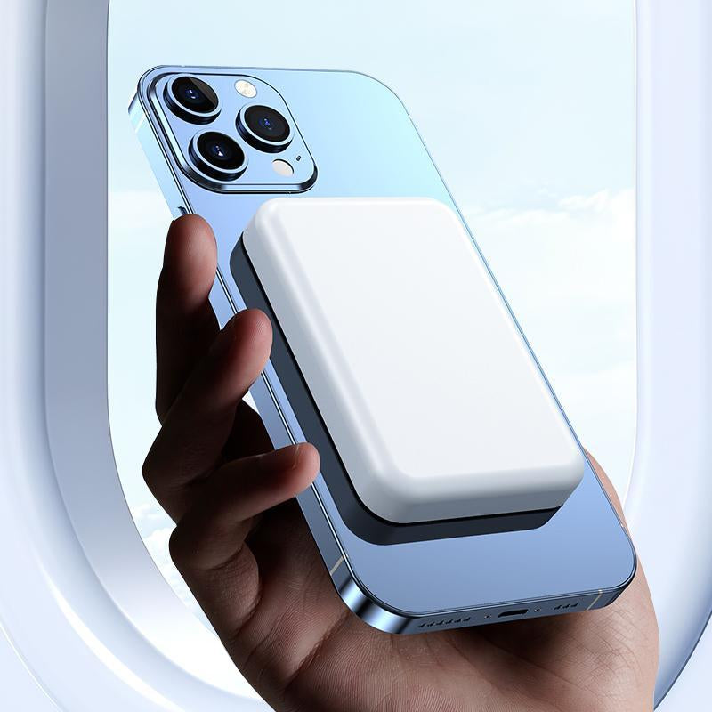 Magnetic Wireless Power Bank 5000mAh - Magsafe-Compatible Portable Charger with 15W Wireless Charging & 20W USB-C PD - Slim Mini Battery Pack for iPhone 12-17 & Qi Android Devices (Includes Ring)