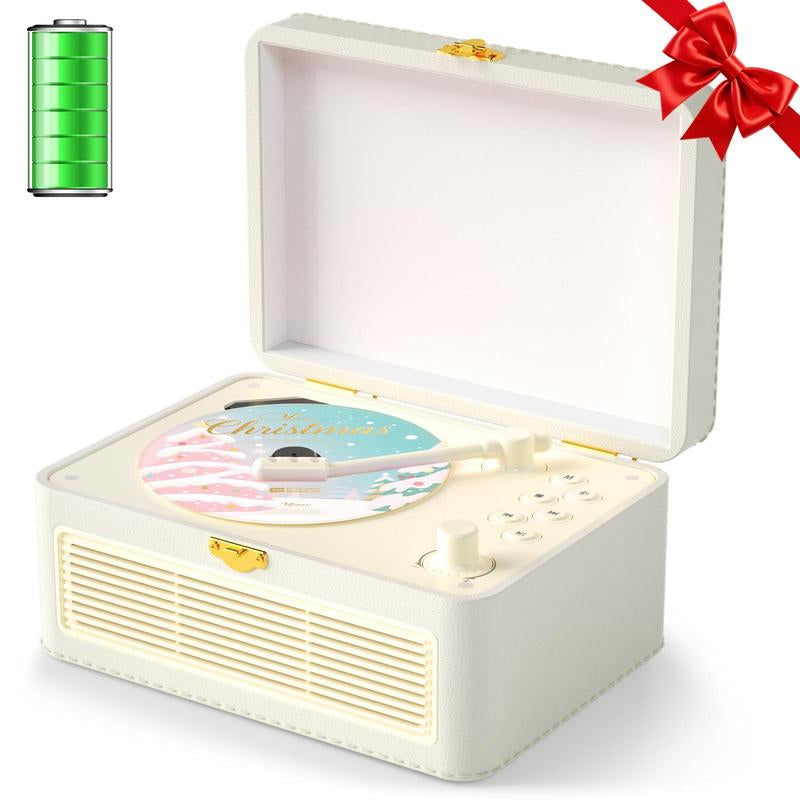 Gueray Retro Bluetooth CD Player - Portable Vintage Music System with Rechargeable Battery, Radio, Remote Control, USB/AUX, and Headphone Jack