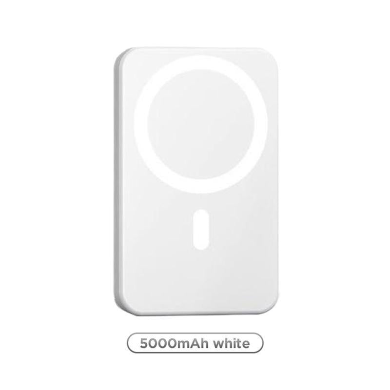 Magnetic Wireless Power Bank 5000mAh - Magsafe-Compatible Portable Charger with 15W Wireless Charging & 20W USB-C PD - Slim Mini Battery Pack for iPhone 12-17 & Qi Android Devices (Includes Ring)