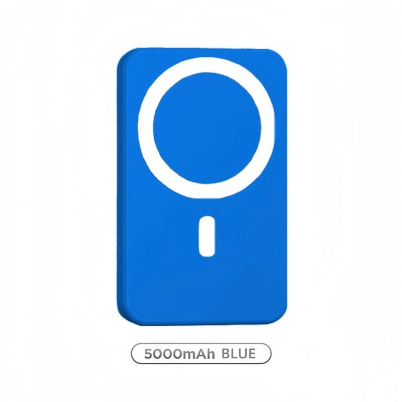 Magnetic Wireless Power Bank 5000mAh - Magsafe-Compatible Portable Charger with 15W Wireless Charging & 20W USB-C PD - Slim Mini Battery Pack for iPhone 12-17 & Qi Android Devices (Includes Ring)